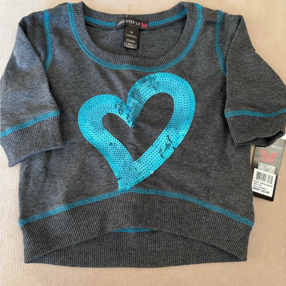 One Step Up Sequined Cropped Sweatshirts Size 4